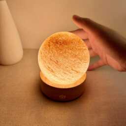 Sunset Orange Swirl Glass Night Light, Planet Warm Lamp, Custom Sun Desk Baby Shower Gift, Unique Handmade Moon Lamp - thumbnail 3