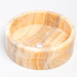 Natural Stone Vessel Bathroom Sink, Blizz Honey Onyx, Vanity Basin - thumbnail 4