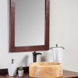 Natural Stone Vessel Bathroom Sink, Blizz Honey Onyx, Vanity Basin - thumbnail 3