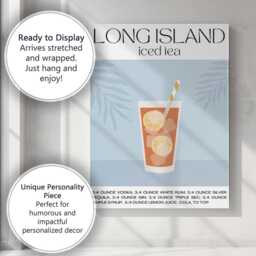 Long Island Iced Tea Cocktail Recipe Illustration Canvas Wall Art Print Decor Picture Ready To Hang - thumbnail 3