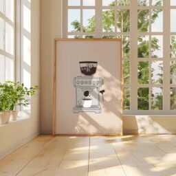 Coffee Machine Wall Art, Barista Kitchen Poster, Espresso Maker Print, Lover Artwork, Modern Cafe Decor, Minimalist Poster - thumbnail 3