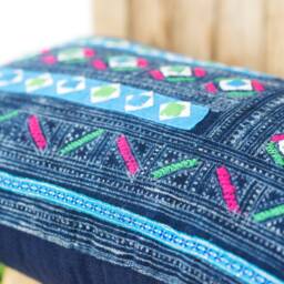 Embroidered Lumbar Pillow Cover - Hmong Vintage Patchwork, 12x20 - thumbnail 4