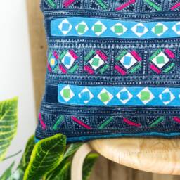 Embroidered Lumbar Pillow Cover - Hmong Vintage Patchwork, 12x20 - thumbnail 2