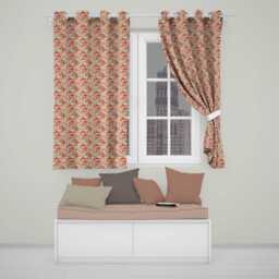 Vintage Pink Floral Bloom Classic Seamless Pattern Readymade Eyelet Ring Top Thermal 100% Blackout Curtains - thumbnail 1