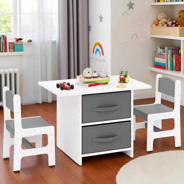 Kids Table & Chair Set With Storage Bins - Toddler Activity Desk For Dining, Drawing & Learning - image 1