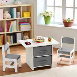 Kids Table & Chair Set With Storage Bins - Toddler Activity Desk For Dining, Drawing & Learning - thumbnail 3