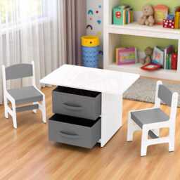 Kids Table & Chair Set With Storage Bins - Toddler Activity Desk For Dining, Drawing & Learning - thumbnail 2