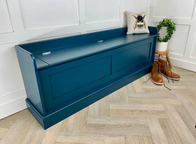 Custom Painted Backless Entry Shoe Storage Bench, Narrow Window Seat, Pine Wood - 3-5Ft - image 1