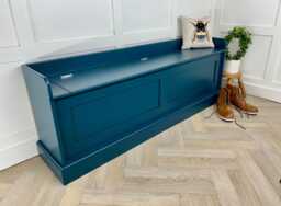 Custom Painted Backless Entry Shoe Storage Bench, Narrow Window Seat, Pine Wood - 3-5Ft - thumbnail 1