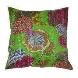 Indian Cushion Cover Handmade Fruit Printed Decorative Kantha Home Decor Pillow Cover Bohemian Quilted Living Room Throw Pillowcase - thumbnail 2