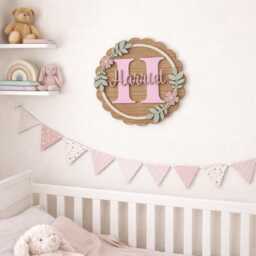 Personalised Oak Veneer Name & Initial Plaque - Custom Nursery Bedroom Door Or Wall Decor - thumbnail 2