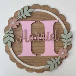 Personalised Oak Veneer Name & Initial Plaque - Custom Nursery Bedroom Door Or Wall Decor - thumbnail 3