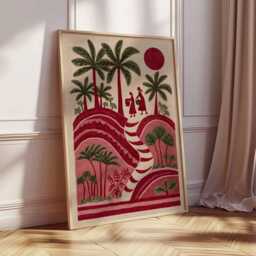 Palestinian Folk Art Print, Middle Eastern Village Scene - thumbnail 4