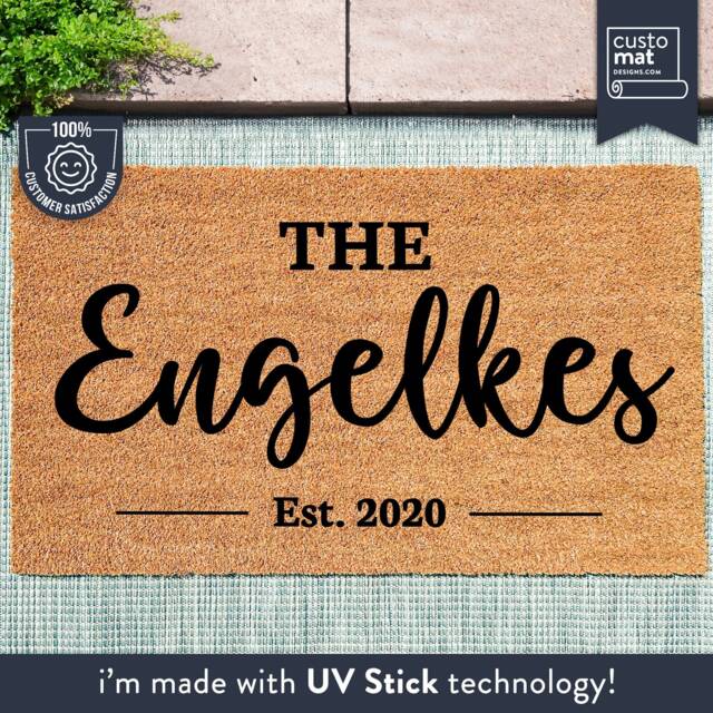 Personalized Welcome Door Mat - Family Name Doormat Custom Coir Home Decor Housewarming Gift - image 1