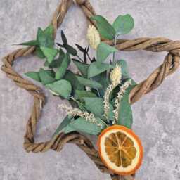 Dried Flower Star Wreath, Eucalyptus & Orange Slice, Rattan Hoop - thumbnail 2