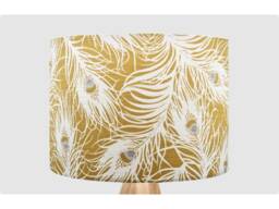Feathers Yellow Lampshade, Table Floor Lamp/Ceiling Pendant Small Medium Large, 15cm 20cm 25cm 30cm 35cm 40cm, UK Fabric Drum, Light Shade