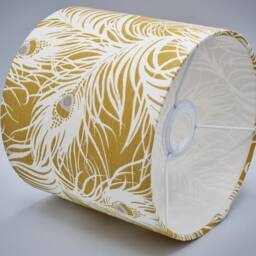 Feathers Yellow Lampshade, Table Floor Lamp/Ceiling Pendant Small Medium Large, 15cm 20cm 25cm 30cm 35cm 40cm, UK Fabric Drum, Light Shade - thumbnail 3