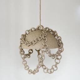 Handmade Ceramic Chain Pendant Light Rustic Stoneware Chandelier - thumbnail 2