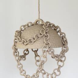 Handmade Ceramic Chain Pendant Light Rustic Stoneware Chandelier - thumbnail 3