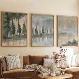 Forest Lake Trio, Neutral Woodland Wall Art Set - thumbnail 4