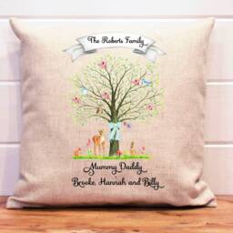 Personalised Family Tree Cushion Linen Keepsake Gift Birthday Mothers Day - thumbnail 2