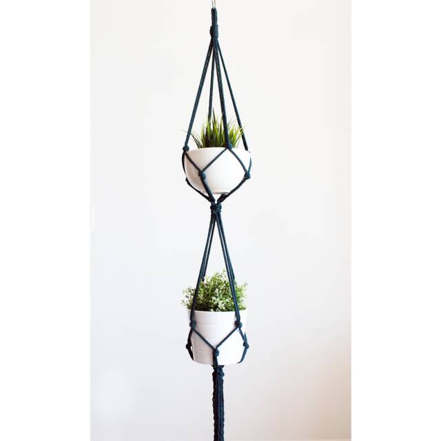 Macrame Plant Hanger, Double Holder No Tariffs/Fees To Usa - image 1