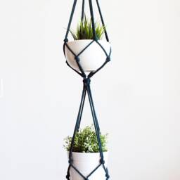 Macrame Plant Hanger, Double Holder No Tariffs/Fees To Usa - thumbnail 2