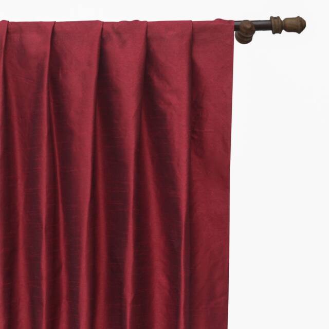 Deep Red Faux Silk Curtain Panels, Art Curtains - Rod Pocket, Grommet, Box Pleat, Three Pinch Tab Top & Plain Ring Top - image 1