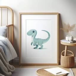 Kids Dinosaur Poster Set - 3 Prints - Nursery, Bedroom Wall Art Watercolour Dino Decor Childrens Kid Playroom Artwork Print - thumbnail 2