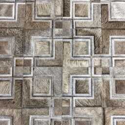 Gray Brown Cowhide Patchwork Rug - Soft Leather, Handmade - thumbnail 2