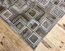 Gray Brown Cowhide Patchwork Rug - Soft Leather, Handmade - thumbnail 1