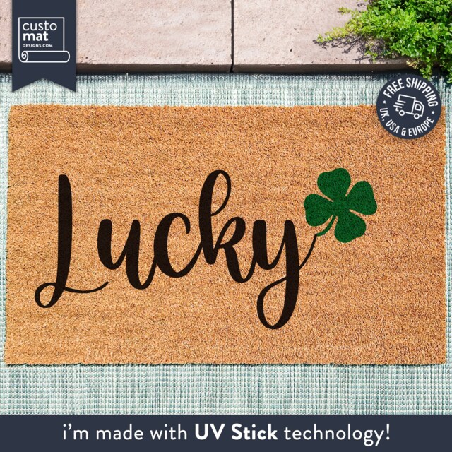 Lucky Shamrock Doormat - St. Patrick's Day Housewarming Gift Door Mat Custom Welcome St Paddys - image 1
