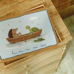 Row Your Boat Nursery Rhyme Print - Scandi Kids Room Art - thumbnail 3