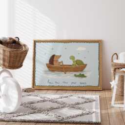 Row Your Boat Nursery Rhyme Print - Scandi Kids Room Art - thumbnail 2