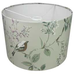 Bird Lampshade For Ceiling & Table Lamps, Mint Green Floral Botanical Drum Light Shade - thumbnail 2