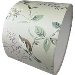 Bird Lampshade For Ceiling & Table Lamps, Mint Green Floral Botanical Drum Light Shade - thumbnail 3