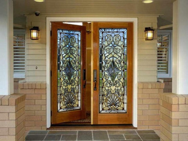 Door Wall Sticker Stained Glass With Bevels/Stained Decal Window Film For Door/ Covering Wallpaper - image 1