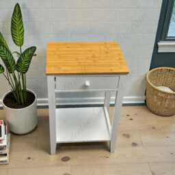 Modern Wooden Bedside Table With Drawer & Shelf, White Nightstand Cabinet - thumbnail 2