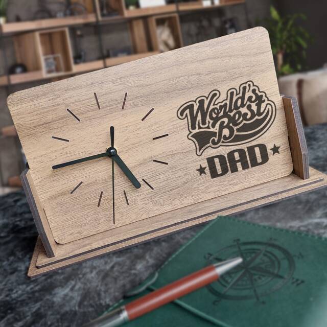 Custom Wooden Desk Clock, Bestdad Gift For Dad, Grandpa, Father's Day - image 1