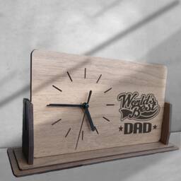 Custom Wooden Desk Clock, Bestdad Gift For Dad, Grandpa, Father's Day - thumbnail 2