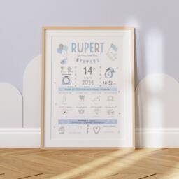 New Baby Gift - On The Day You Were Born Personalised Keepsake Print For Boy Or Girl Birth Details Christening - thumbnail 2