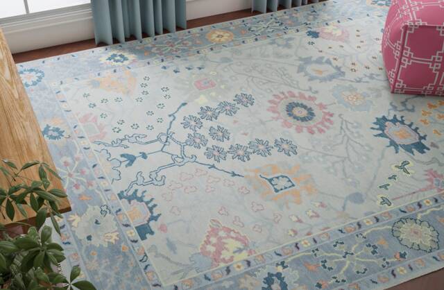 Ice Gray Oushak Rug, Handknotted Wool, Modern Fine Woolstyle Ar_3703 - image 1