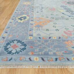 Ice Gray Oushak Rug, Handknotted Wool, Modern Fine Woolstyle Ar_3703 - thumbnail 3