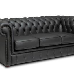 Chesterfield Real Leather Two/Three Seater Sofa Italian Black - thumbnail 3
