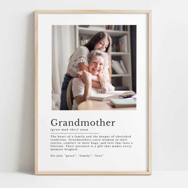 Grandmother Definition Print - Personalised Grandma Gift, Nana Photo Wall Art, Family Quote - image 1