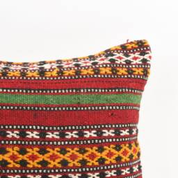 Vintage Kilim Lumbar Pillow Cover Handwoven Turkish Wool, 16x24 - thumbnail 2