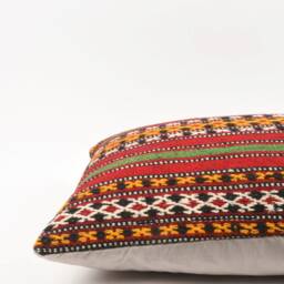 Vintage Kilim Lumbar Pillow Cover Handwoven Turkish Wool, 16x24 - thumbnail 4