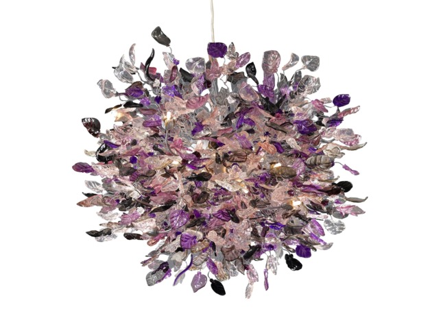 Purple Floral Resin Chandelier Flush Mount Ceiling Light Decor - image 1