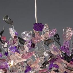 Purple Floral Resin Chandelier Flush Mount Ceiling Light Decor - thumbnail 4
