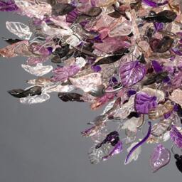 Purple Floral Resin Chandelier Flush Mount Ceiling Light Decor - thumbnail 3